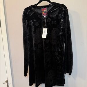 Johnny Was Velvet Black Floral Tunic